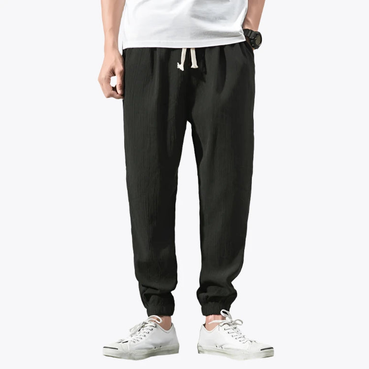 Black summer linen pants