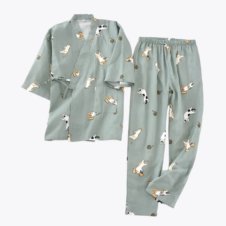 Funny Japanese Cat Pyjamas Set