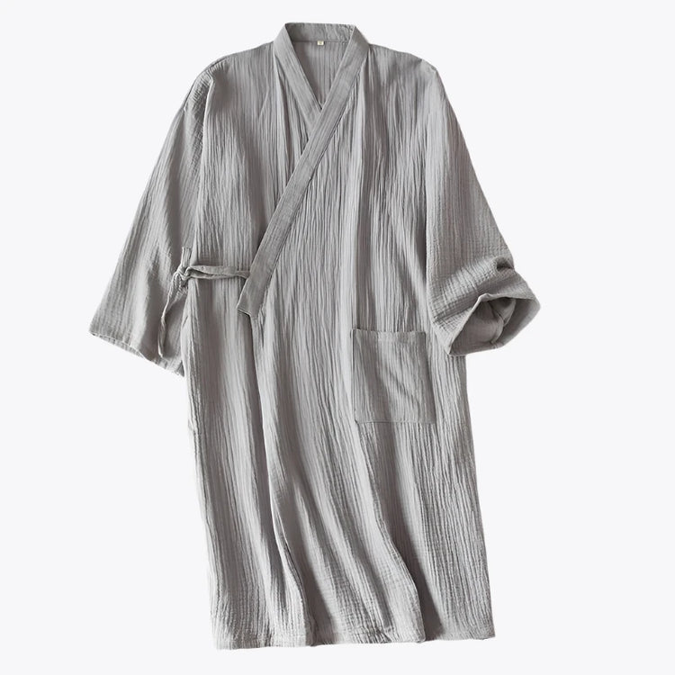 Grey Cotton Kimono Dress Pyjamas