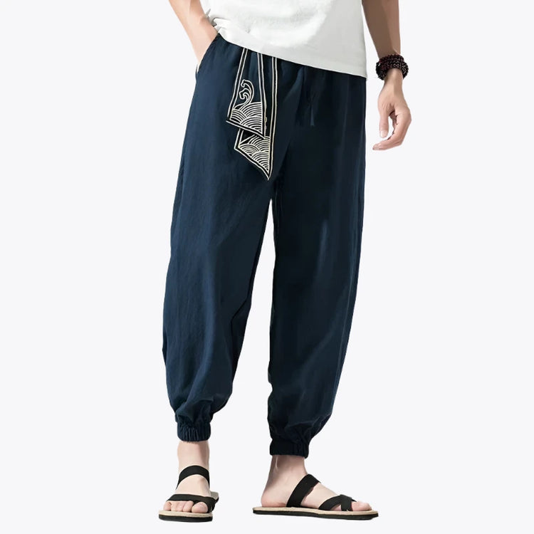 Japanese Wave Navy Pants