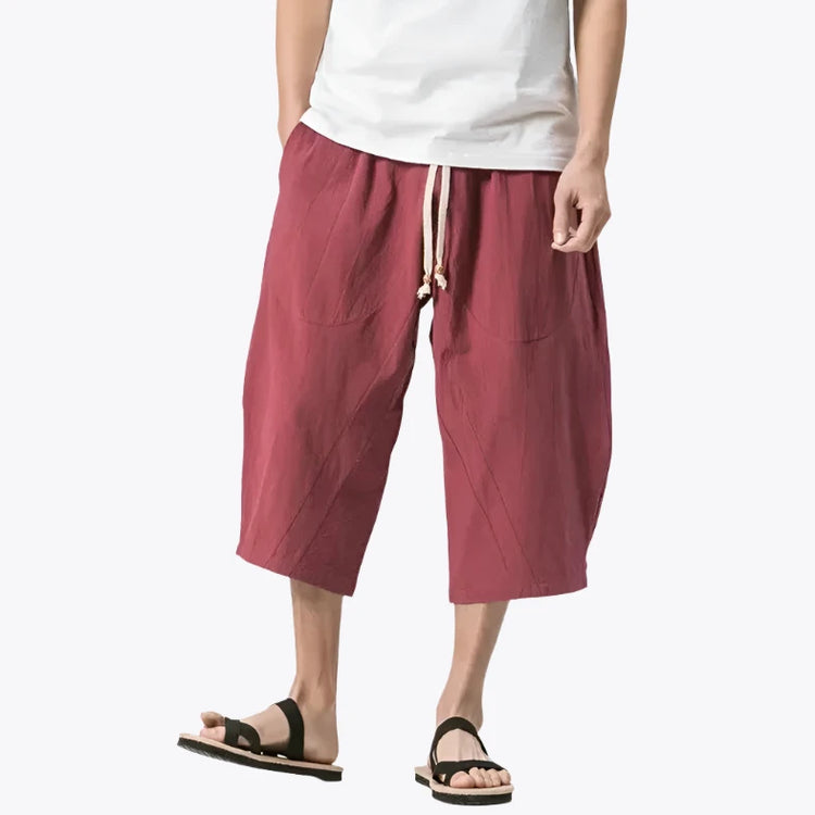 Japanese red cropped pants