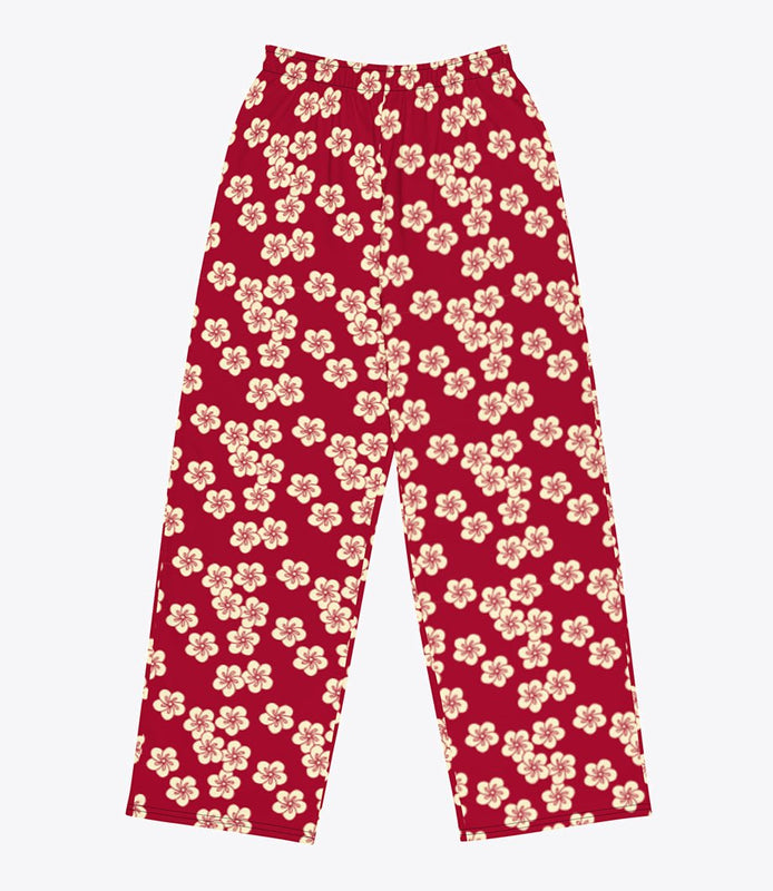 Red cherry blossom hakama pants