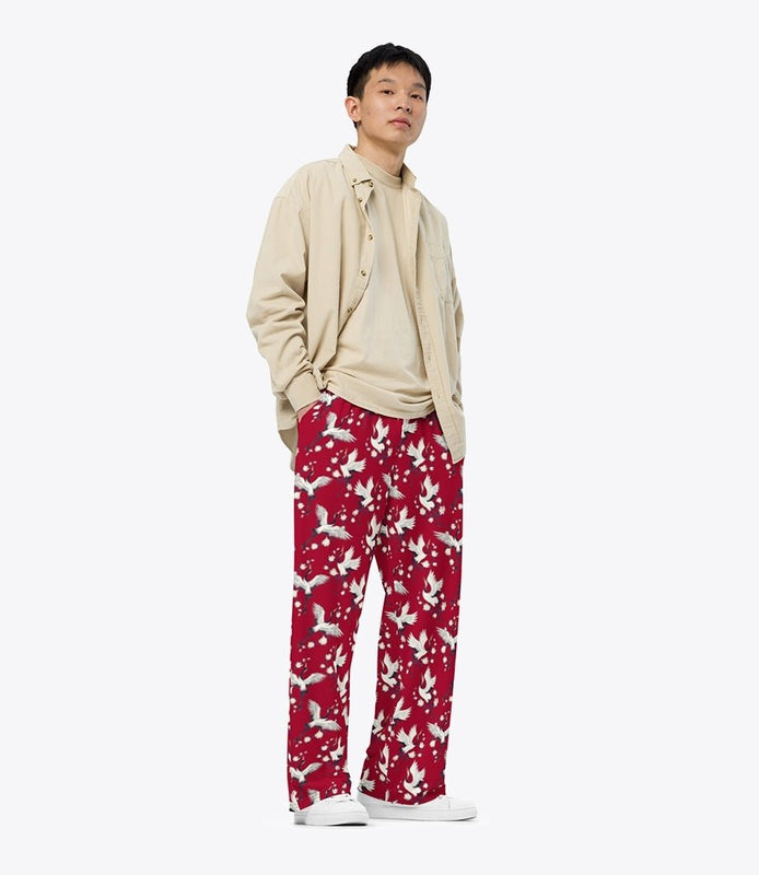 Japanese red crane pants